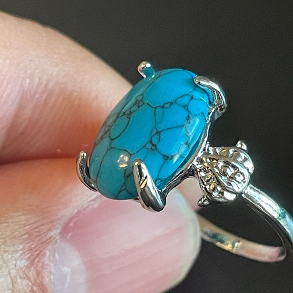 Boho turquoise stone S925 silver ring size 7.25 - Picture 7 of 9